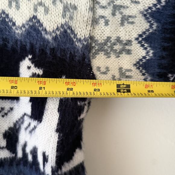 Andino Artesanias Alpaca Wool Zip Jacket L Blue Fair Isle Llama Knit Hooded - Picture 4 of 6